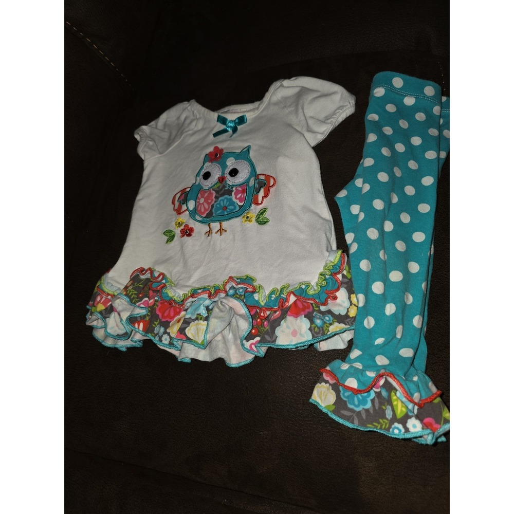 Bonnie baby fall autumn owl top and leggings size 12 months